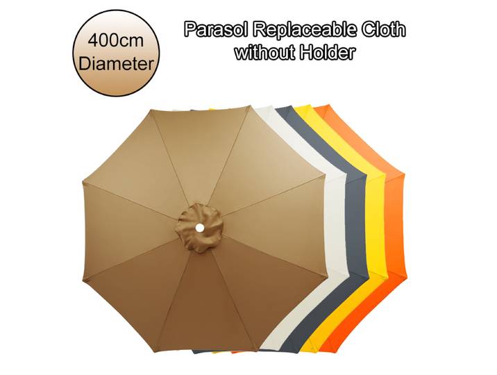 400 cm de diamètre Parasol haut tissu Parasol extérieur tissu remplaçable plage Patio banane sans support Parasol tissu pour 8 nervures