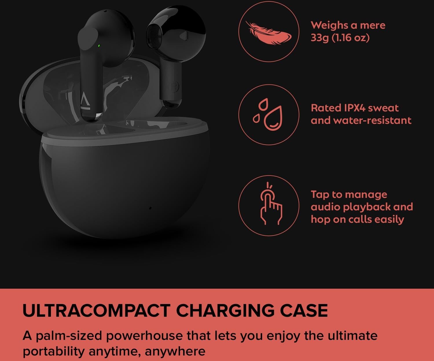 Creative Labs Zen Air DOT Lightweight True Wireless Sweatproof In-ear Headphones, with Ultra Compact Case, 13 mm Neodymium Driver, Dual Mics with ENC Techn