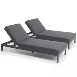 Oviala Business 2er-Set Sonnenliegen aus grauem Aluminium
