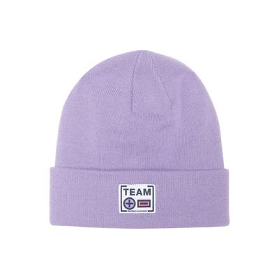 Beanie CHIEMSEE, Herren, lila (lavender), Kunstfaser, unifarben, Mützen Beanie, - mit Logo Label