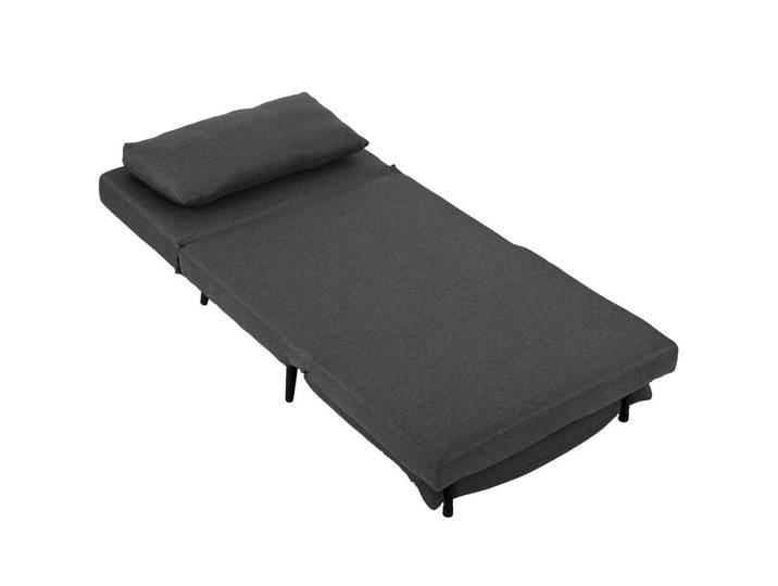 Homcom Schlafsessel Polyester Dunkelgrau, Metall, Eukalyptusholz, Füllung: Polyester,Polyester,Schaumstoff, konisch, 89x79x90 cm, Wohnzimmer, Sofas & Couches, Schlafsofas, Schlafsessel
