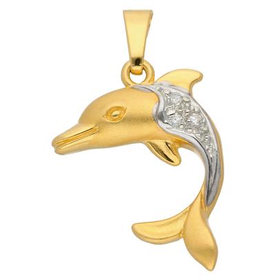 Kettenanhänger ADELIA´S "333 Gold Anhänger Delphin", gold, Schmuckanhänger, Damen, Gold, Kettenanhänger, mit Zirkonia Goldschmuck für Damen