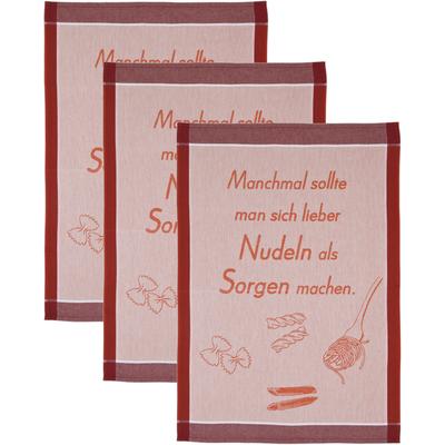 Geschirrtuch ROSS "Manchmal sollte man dich lieber Nudeln als Sorgen machen", rot, B:50cm L:70cm, 100% Baumwolle, Geschirrtücher, Geschirrtuch, Sprüchetuch, aus 100% Baumwolle
