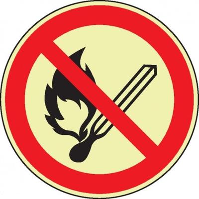 Aufkleber | PERMALIGHT power langnachleuchtend Verbotsschild Keine offene Flamme..., ASR/ISO, Folie, Ø 200mm