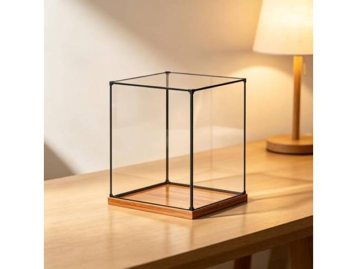 Spielzeugvitrine Holzvitrine Stapelbare Sammlerstücke Transparente Box Klarer Acrylkasten mit Holzboden Extra Große Staubschutzhaube Selbstmontage(60x60x45cm)