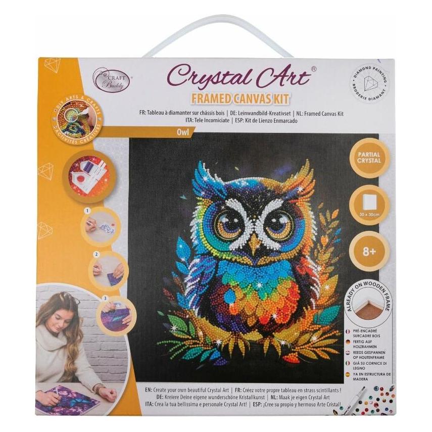 Craft Buddy Eule, 30x30cm Crystal Art Kit (CAK-A199M)