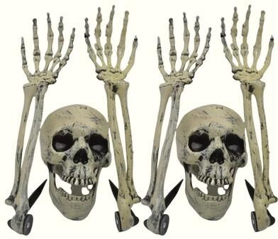 Inspired Living Skeleton Ground Breaker Halloween Yard Stakes 4hand And 2head
