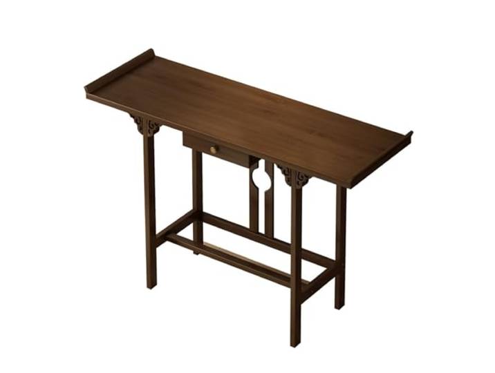 Neuer Chinesischer Stil Bambus Konsolentisch Flurtisch Eingangstisch Stabiler Wasserdichter Couchtisch mit Großer Platte für Wohnzimmer Flur Mehrere Größen 120 * 25 * 83cm
