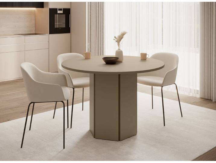 Selsey Esstisch HEXA, Rund, zylindrisches Gestell, Durchmesser 110 cm