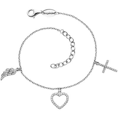 Armband ENGELSRUFER "Glaube Liebe & Hoffnung", silber (silberfarben, kristallweiß, kristallweiß), Armbänder, Damen, 20cm, Silber 925 (Sterlingsilber), Armband, Made in Germany - mit Zirkonia (synth.)