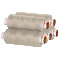 buttinette Universal-Nähgarn, Stärke: 100, 5er-Pack, leinen