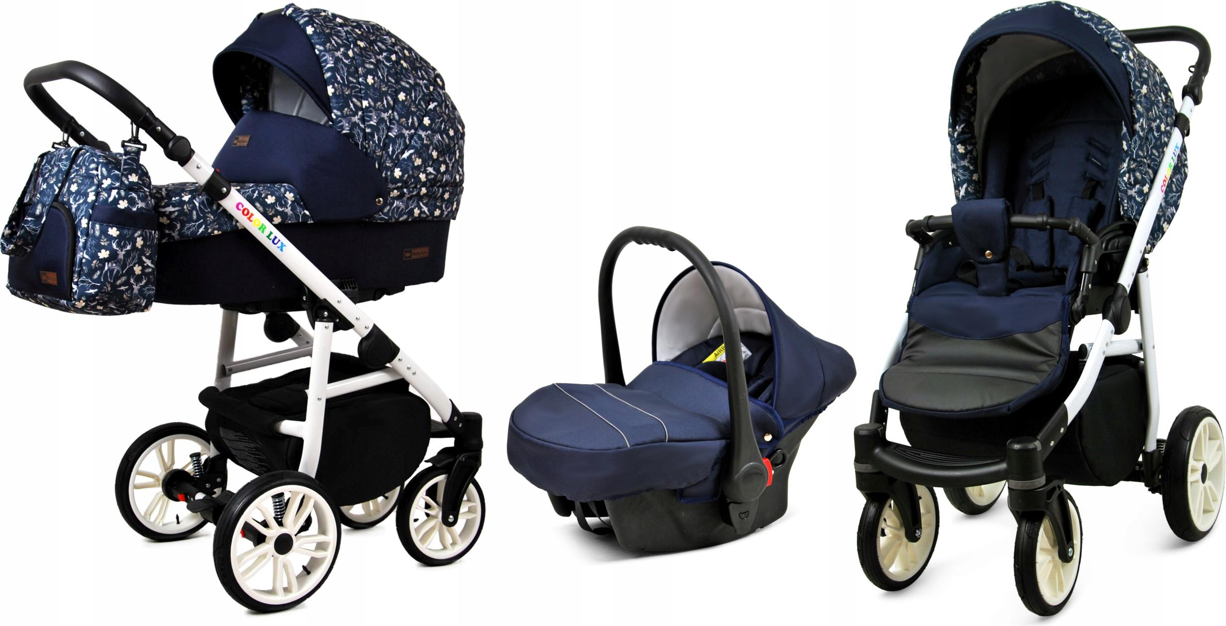 BabyLux Color Lux | 3in1 Kinderwagen Set | Forest Deer | Kombikinderwagen | Kinderwagenset | Bu