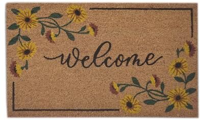 IH Casa Decor Coir Door Mat Sunflower Border - Welcome