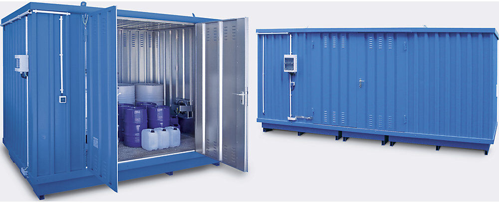 Gefahrstoff-Container auch zur aktiven Lagerung entzündbarer Stoffe, Außen-HxBxT 2385 x 3075 x 2075 mm, verzinkt LaCont
