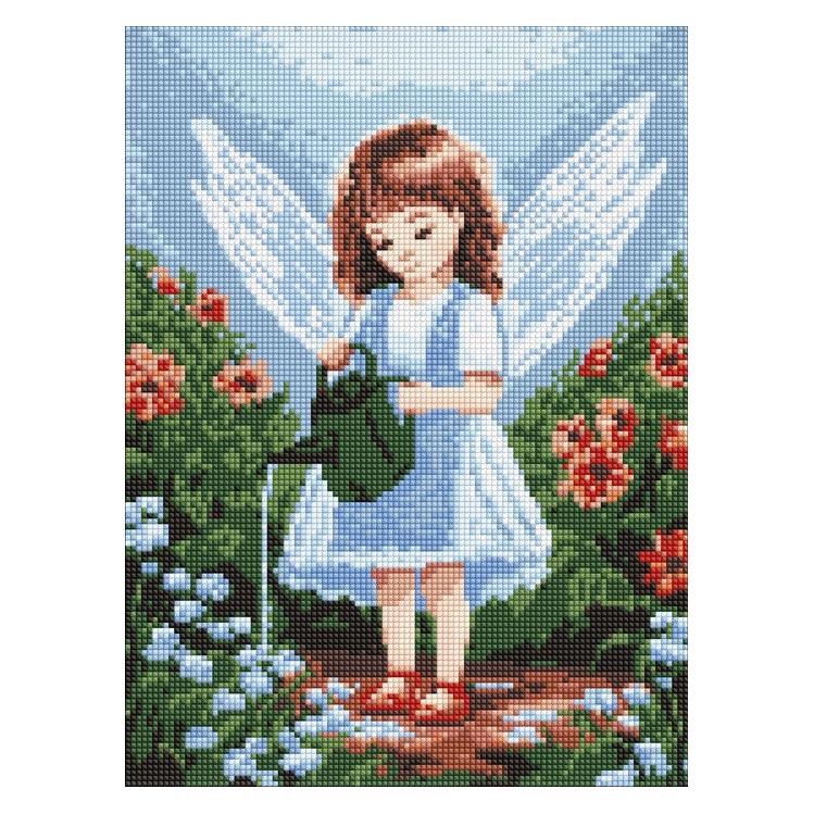Ideyka Diamond Painting ohne Rahmen - Ein Engel im Garten 30 x 40 cm (AMC20191)