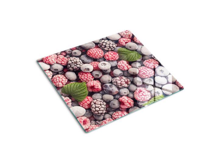 Tulup Glasplatte 60x52 cm Gefrorene Waldfrüchte, Blau, Glas, 60x0.4x52 cm, Küchen, Küchenelektrogeräte, Herde, Herdabdeckplatten
