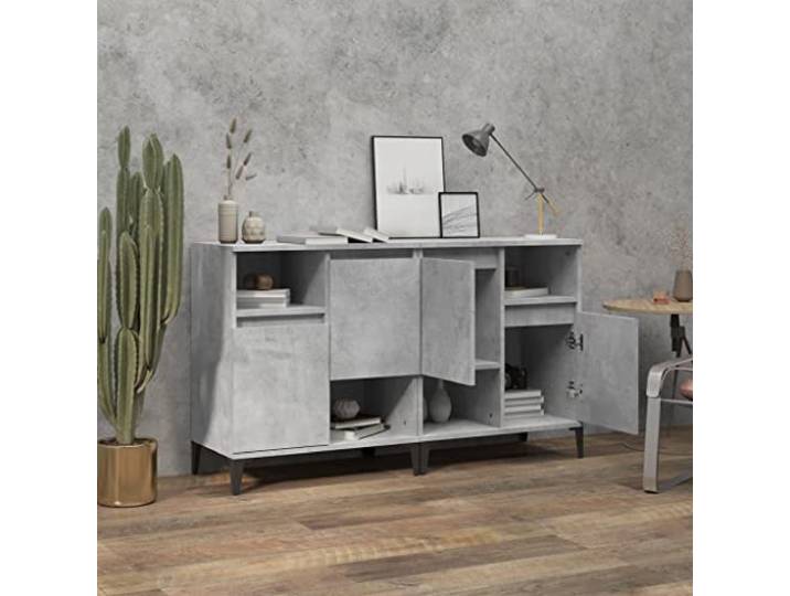 KTHLBRH Sideboards 2 Stück grau Beton 60 x 35 x 70 cm Holz mehrschichtig 4 Fächer, Ausstellungsfläche, 2 Türen montierbar, Wandbefestigung im Lieferumfang enthalten