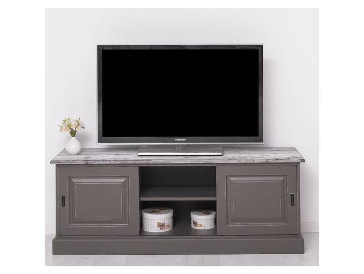 TV Lowboard Vintage mit Schiebetüren aschbraun