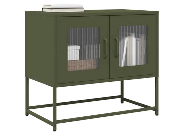 HEFZGDB TV-Schrank Olivgrün 68x39x60,5 cm aus Kaltgewalztem Stahl mit Praktischen Griffen und Metallfüßen - Stabiles Möbelstück mit Reichlich Stauraum für Essgeschirr, Ideal