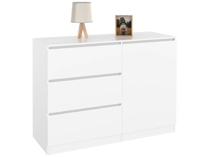 IDMarket - Kommode mit 3 Schubladen + 1 Tür TOMI 110 cm Holz weiß