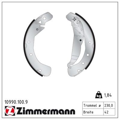 ZIMMERMANN Bremsbackensatz 109901009 Hinterachse für Opel