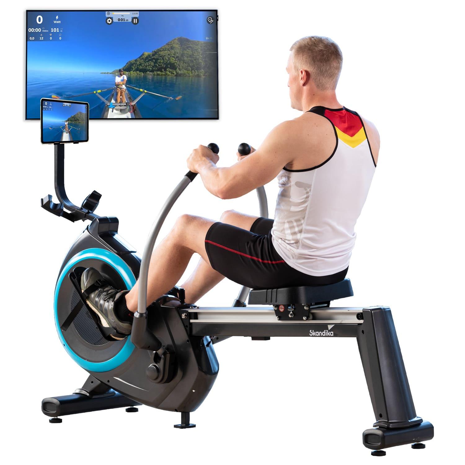Rudergerät Nordlys I Fitness I Schwarz I Klappbar I 21 Programme I mit Matte