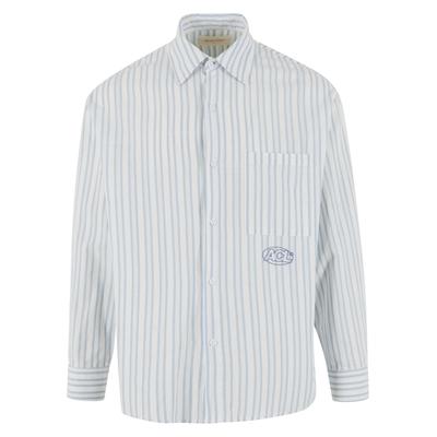 Langarmhemd ANOTHER COTTON LAB "Another Cotton Lab Oversized Button Shirt", Herren, Gr. XL, US-Größen, blau, 100% Baumwolle, Hemden