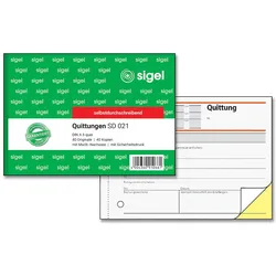Sigel SD021 Quittungen, 1.+ 2. Bl. bedr., mit Sicherheitsdruck, A6 q, selbstdurchschreibend, 2 x 40 Blatt