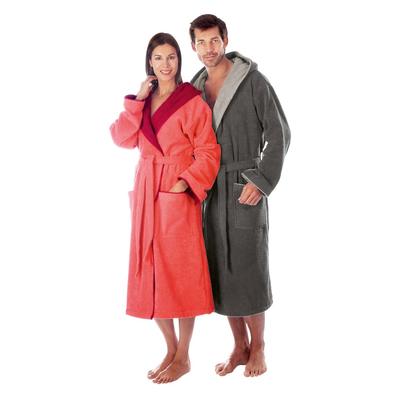 Unisex-Bademantel EGERIA "Cairo, ideal für Sauna & Spa, Hotelbademantel, Morgenmantel" Gr. XL, grau, L:125cm, Walkfrottee, Hausmäntel, mit Kapuze, Doubleface Optik