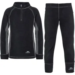 Trespass, Jungen, Outdoorhose, FleeceUnterwäscheSet Bubbles FleeceTop und BaselayerHose (152), Schwarz