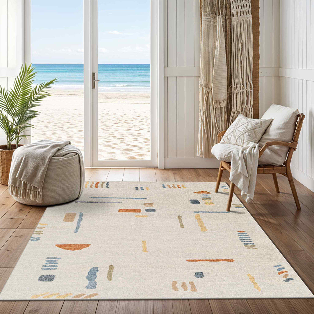 Gracie Oaks Derra Machine Washable Modern Boho Beige Area Rug Cream;Brown;Black;Blue;Gray Rectangle 200 x 275cm