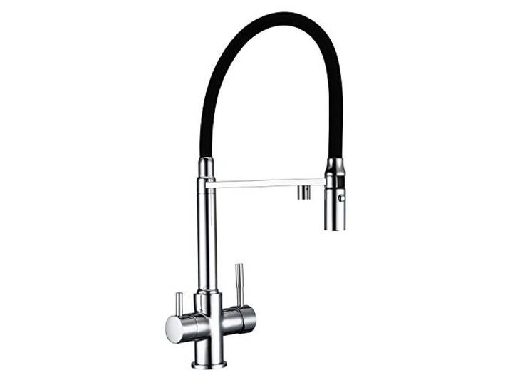 Küchenarmaturen Ausziehbar Mit Brause, 3 Wege Sauberes Wasser Küchenarmatur Mit Sprühgerät, Schwenkbarer Pulldown Küchenarmaturen Verlängerung Modern Stil Messing Küchenarmaturen Heiß und Kalt,Schwarz