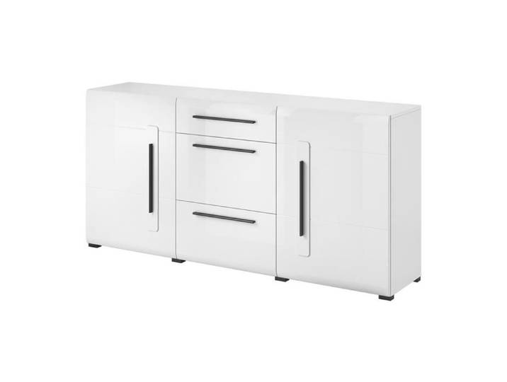 Buffet design 180cm. Collection BREDA deux portes et trois tiroirs. Coloris blanc. 39 Blanc