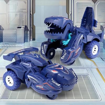Dinosaur Transformation Car Toy For Boys Mini Vehicles With One Step Action And Collision Transformation blue