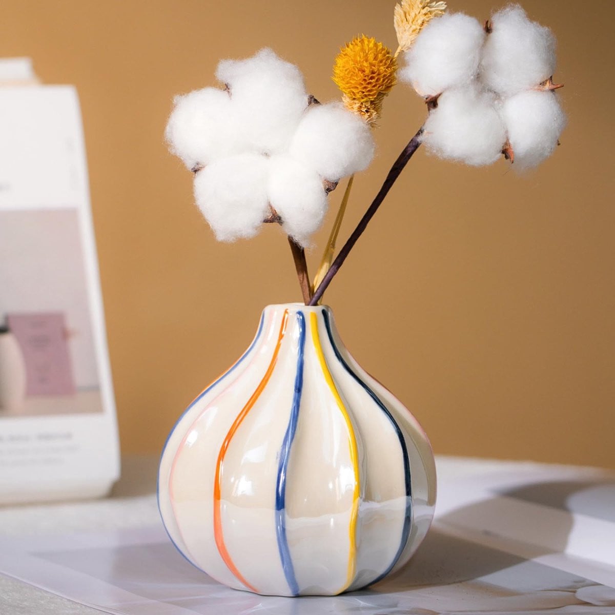 Dailygoods Handgemaakte Keramische Regenboogvaas voor Esthetische Boho Decoratie