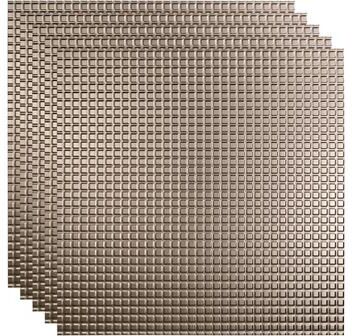 Fasade FASÄDE Square Decorative Vinyl 2ft x 2ft Lay in Ceiling Panel in Brushed Nickel (5 Pack)