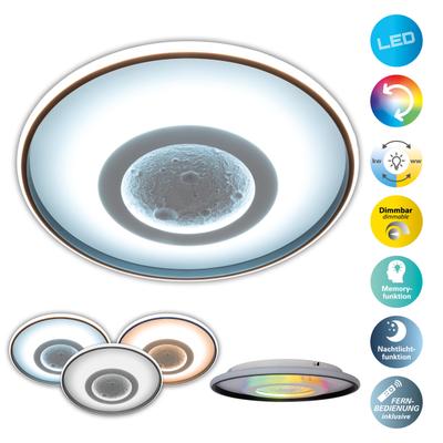 NÄVE LED Deckenleuchte "Livana", weiß, 1, Ø 70cm H: 6,2cm, 1 Stk., Leuchten, Dimmbar per IR-Fernbedienung, CCT, Memory, Nachlicht, Ø: 70 cm, LED Deckenleuchte