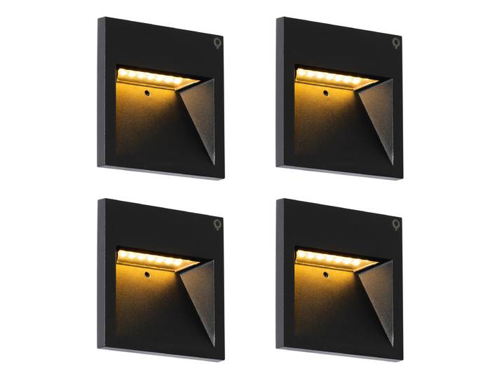 Ensemble de 4 appliques murales encastrées modernes noires avec