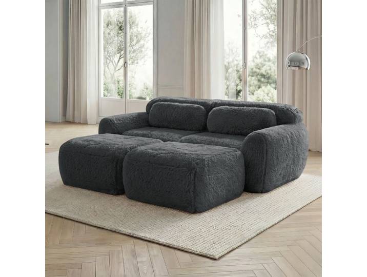 Canapé convertible Canapé-lit – sans montage 2 places en tissu gris style Cloud