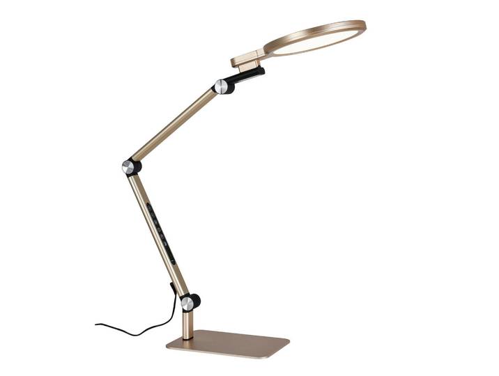 Novel Led-Schreibtischleuchte, Weiss, Champagner, Kunststoff, Uni, länglich, 20x22.5x98 cm, verstellbare Arme, verstellbare Spotlights, USB-Anschluss zum Laden von Smartphones, USB-Anschluss zum Laden von Kameras, Touch (on/off), Timerfunktion, Farbtemperaturwechsler, Lampen & Leuchten, Innenbeleuchtung, Tischlampen, Schreibtischlampen
