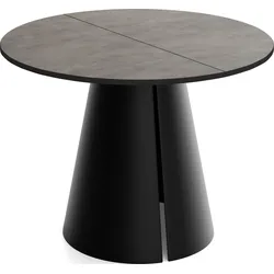 ESSTISCH Lamio runder ausziehbarer, Beton-Optik Dunkelgrau 120-200/120/76 cm