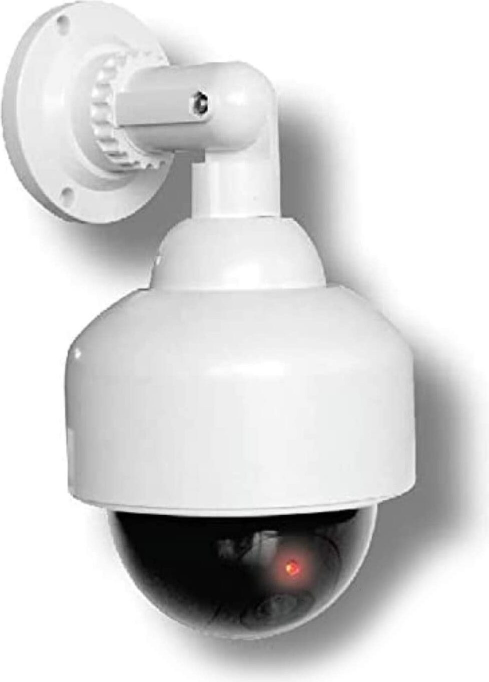 O&W Security GmbH Nep bewakingscamera met knipperende LED-lens en waarschuwingsticker, weerbestendig voor binnen- en buitengebruik