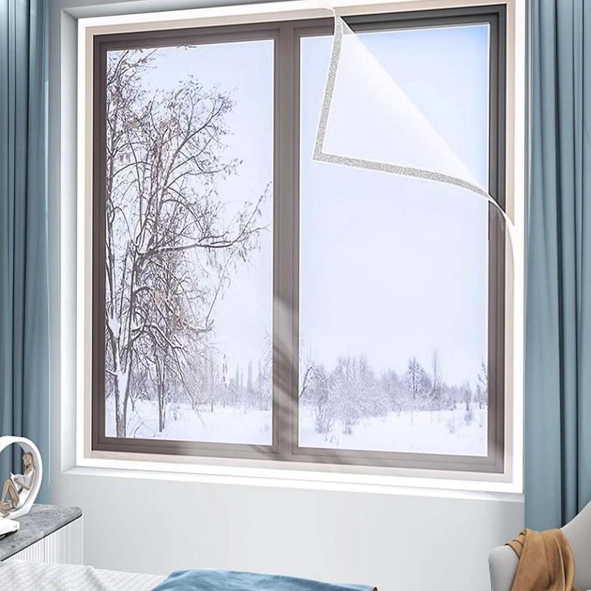 Merkloze witte thermische raamisolatiekit van 72 x 104 cm voor het behouden van warmte