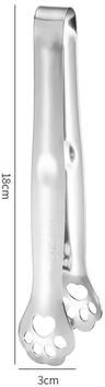 Inspired Living Cat Paw 304 Stainless Steel Food Tongs Non Slip Mini Kitchen Serving Tongs For BBQ, Salad, Ice & Snacks silver
