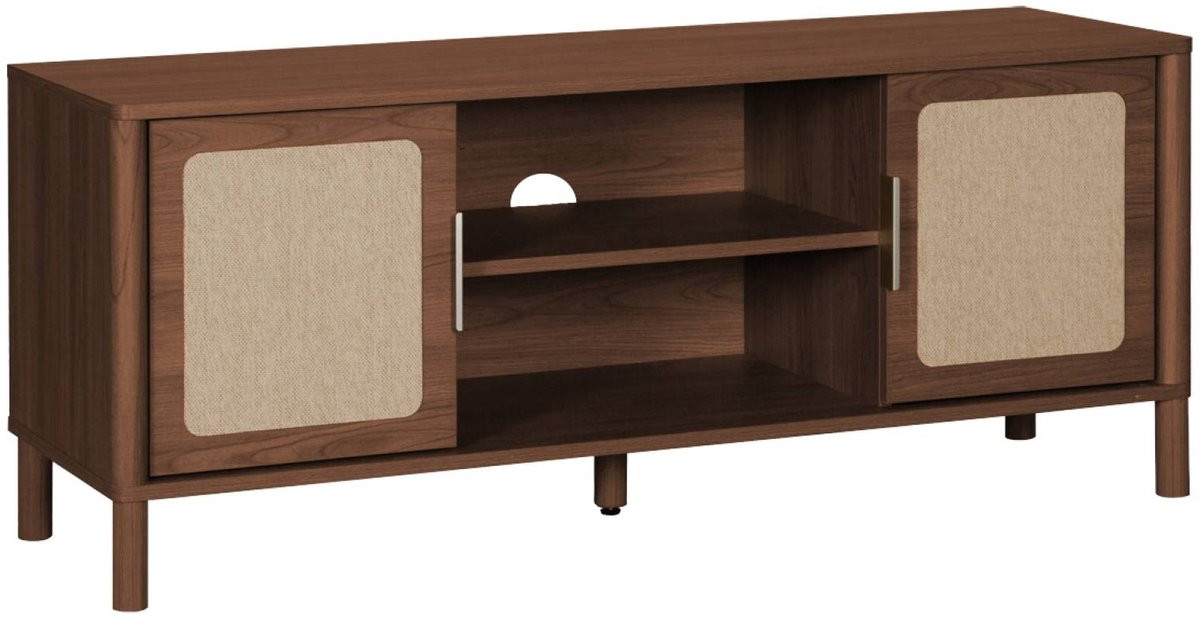 Sweek Etta Vintage tv-meubel met 2 deuren, houtdecor en rietwerk, Breedte: 120 cm