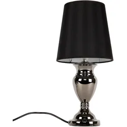 Helloshop26 - Tischleuchte Nachttischlampe Leselampe Aluminium schwarzer Stoff und Chrom 48 cm