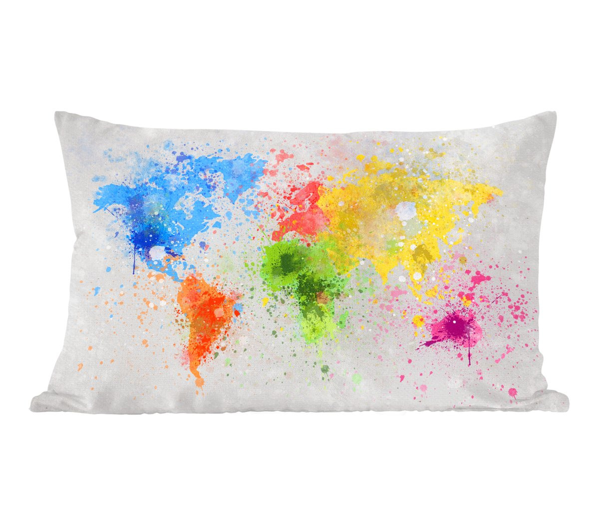 Katoenen sierkussen met wereldkaart print, 60 x 40 cm