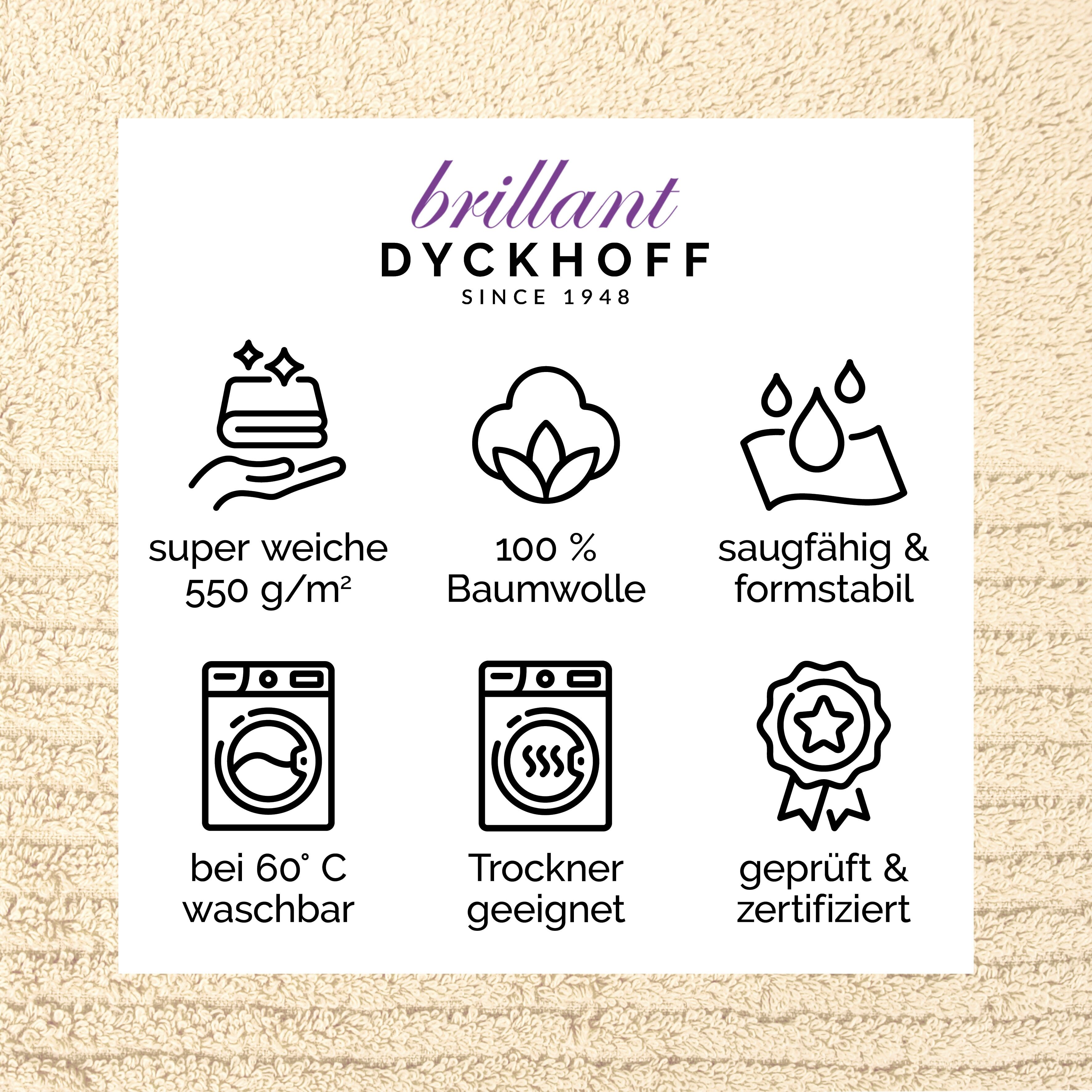 Duschtuch DYCKHOFF "Duschtuch BRILLANT, Baumwolle, 70x140 cm, 550 g/m²", beige (sekt), B:70cm L:140cm, Frottier, Baumwolle, Handtücher, Duschtuch, Baumwolle sekt B/L: 70cmx140cm, 1 Stk., Frottier