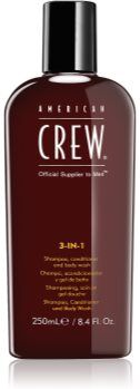 American Crew Hair & Body 3-IN-1 champô, condicionador e gel de duche 3 em 1 para homens 250 ml. Hair & Body 3-IN-1