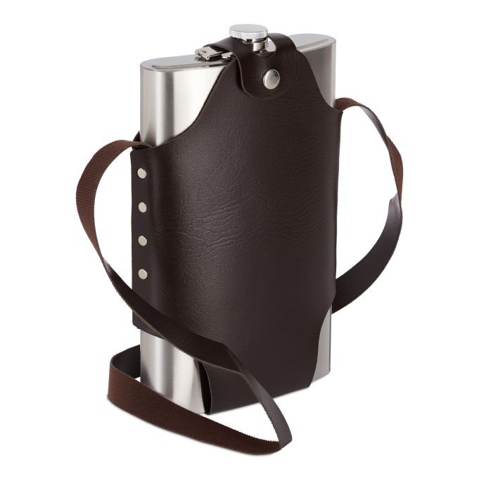 Relaxdays XXL Heupfles van Edelstaal, Zilverkleurig, 1,8 liter